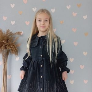 176916 KOT SU YOLU TAŞLI YAKALI ELBİSE