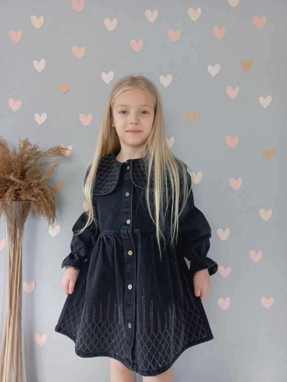 176916 KOT SU YOLU TAŞLI YAKALI ELBİSE